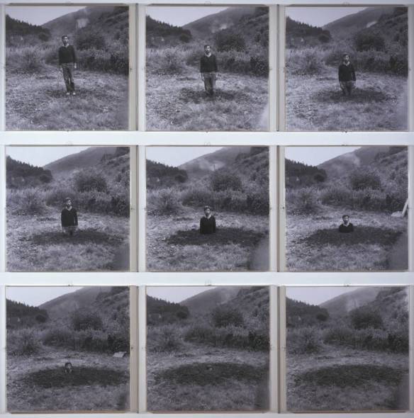 Keith Arnatt, Self-Burial (Television Interference Project). 1969.