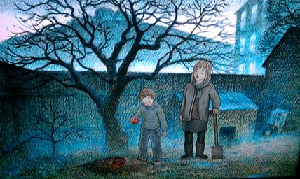 Still frame from The Snowman and The Snowdog. 2012.